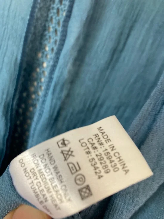 Elan Crochet Bell Sleeve Tie front gauze top Boho Vacation Beachy crop sz S - Picture 7 of 7